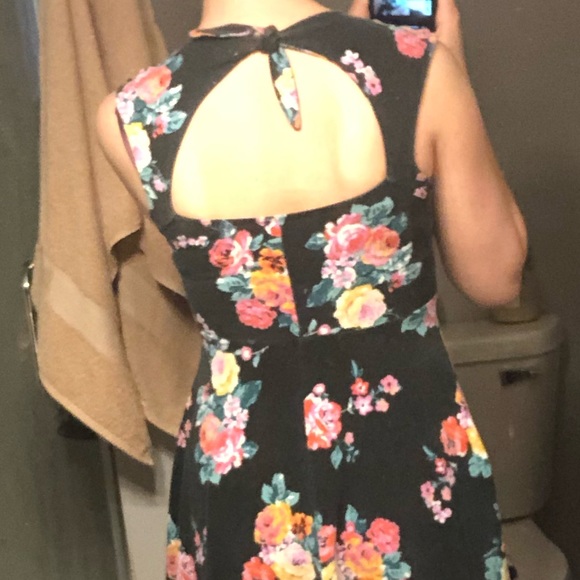 Backless Black and Floral Dress - Picture 2 of 5